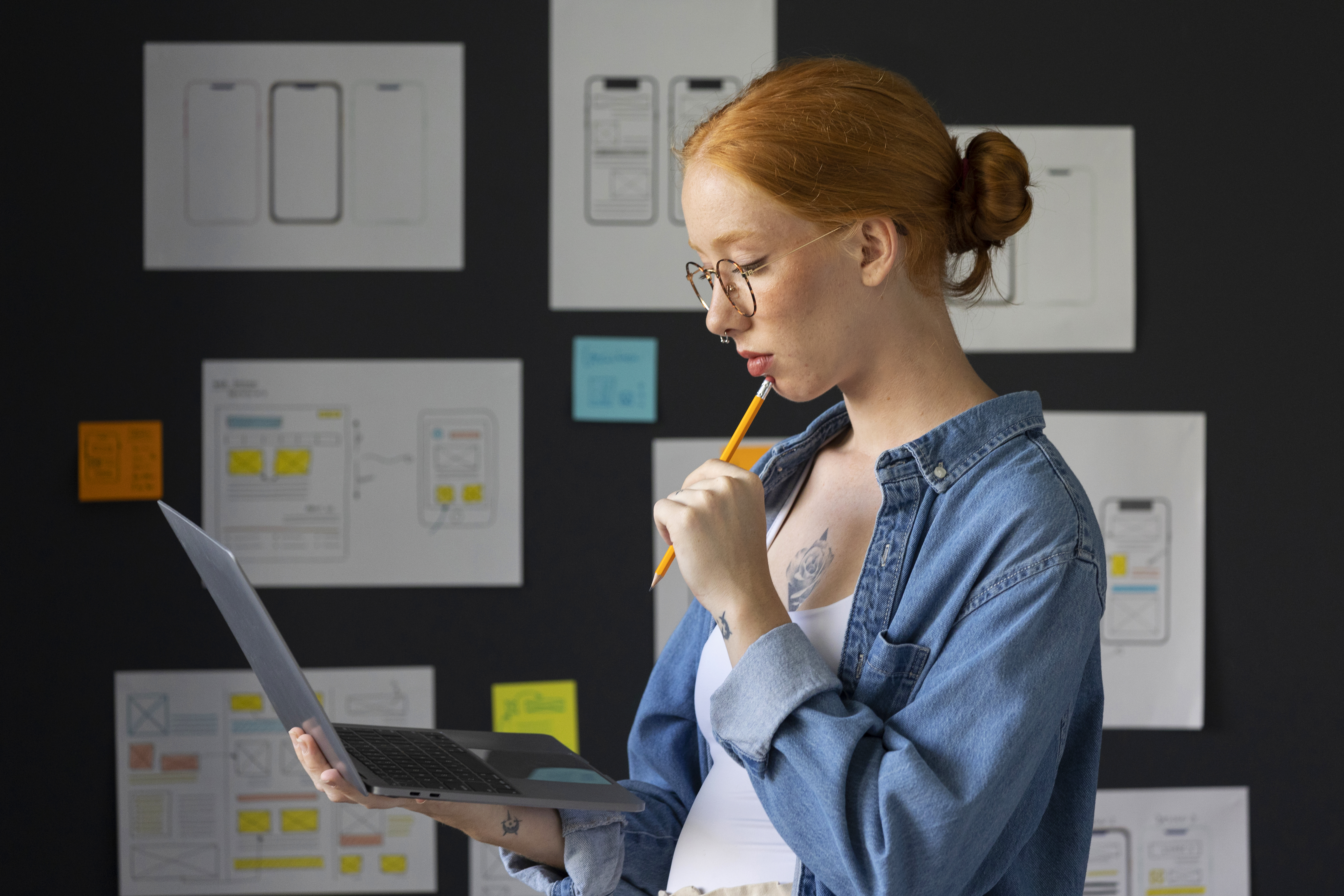 Web designer working on product design